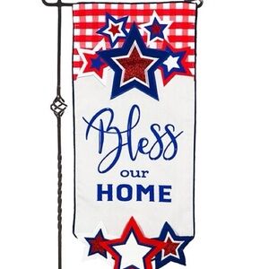 ‘Bless our home’ Garden Flag, Red Blue and white color